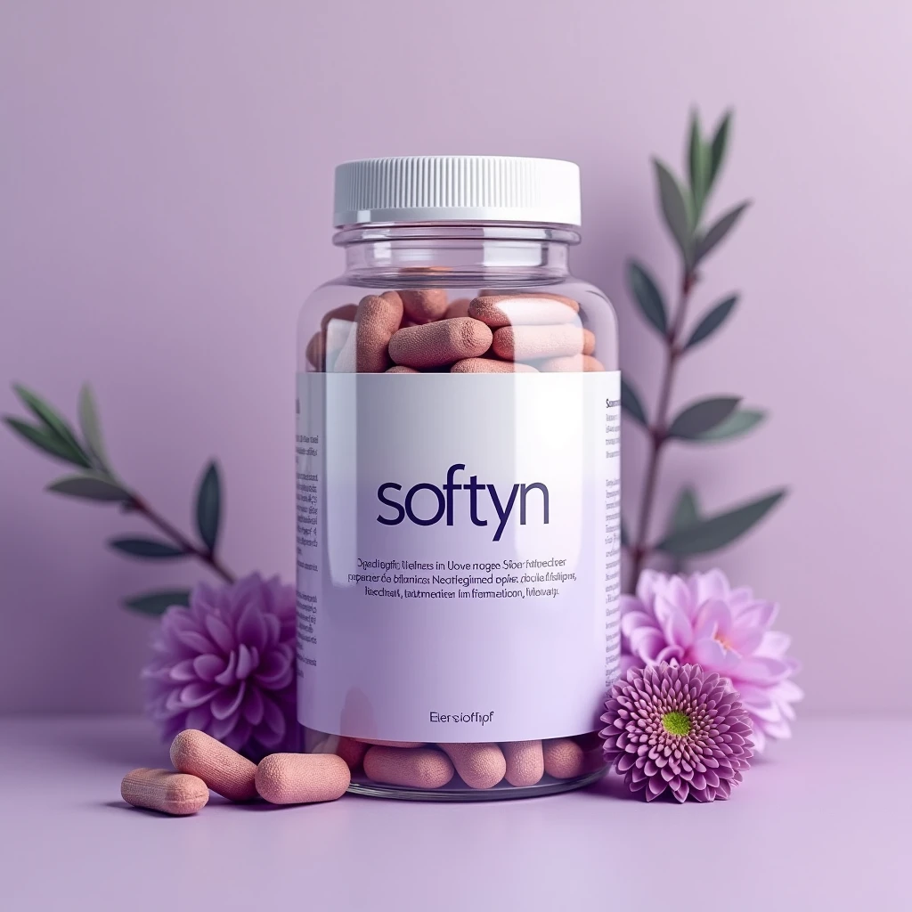 Softyn food supplement beverage bottle with gradient label